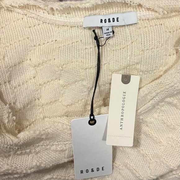 Anthropologie Ro & De Womens Textured Cream Long Sleeve Knit Top Size M - Picture 6 of 7